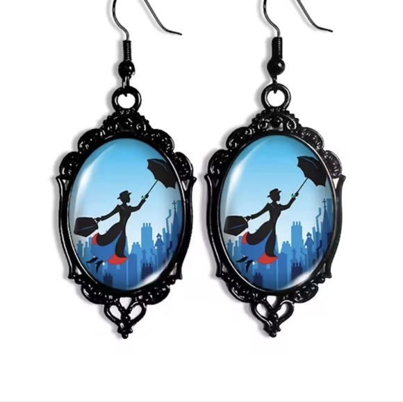 Belle Boutique Jewelry - Mary Poppins Black Frame Earrings